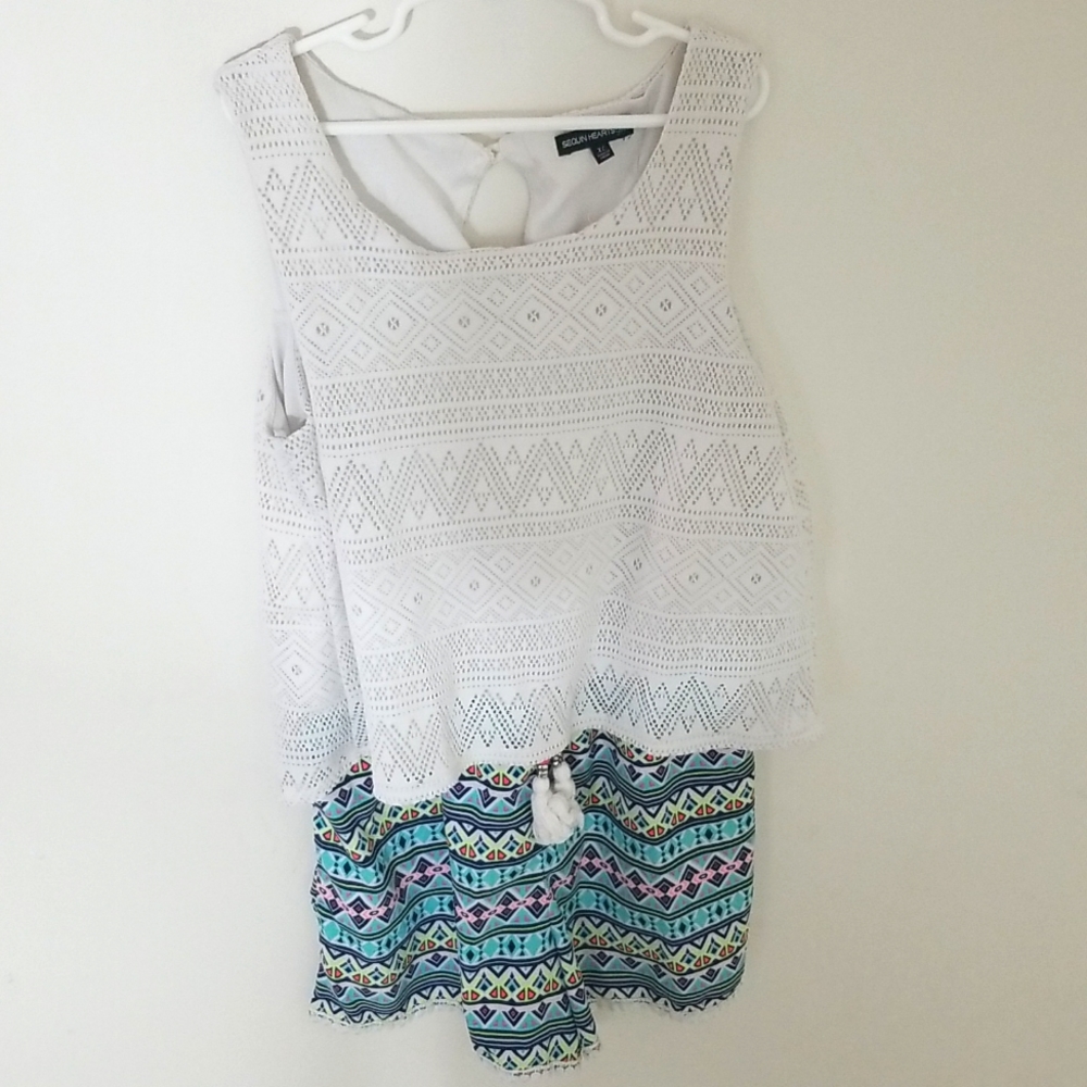 Sequin hearts girls romper